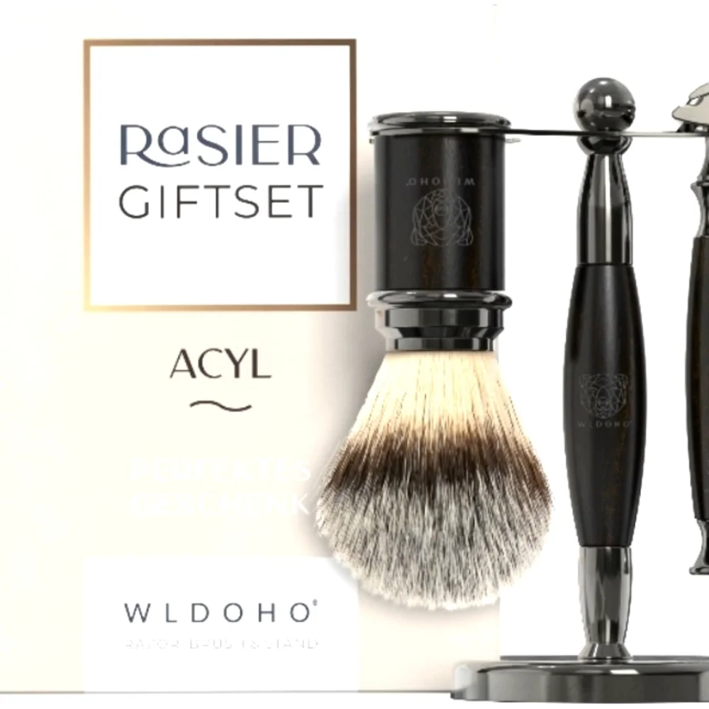 WLDOHO Gift Set Razor, Brush, Shaving Stand